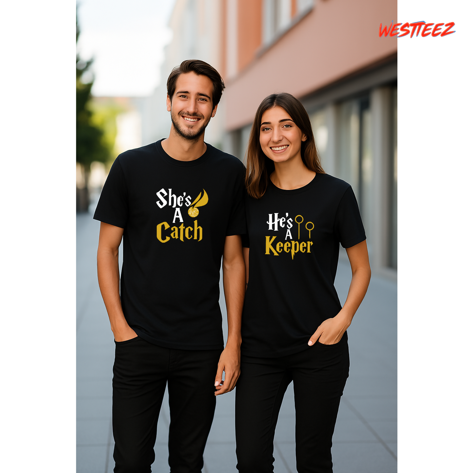 “She’s A Catch / He’s A Keeper” Couple Tee Set My Store