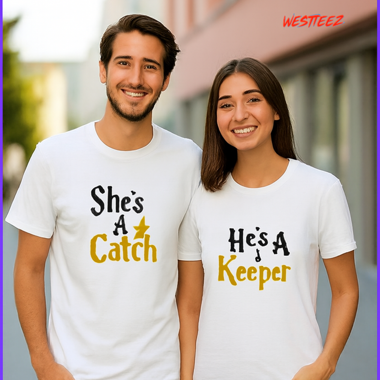 “She’s A Catch / He’s A Keeper” Couple Tee Set My Store
